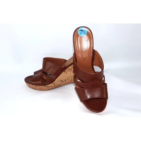 Franco Sarto Women's Brown Wedge leather With Cork Heel Size 7.5 - Picture 4 of 7